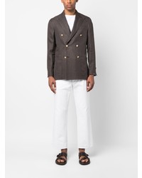 Мужской коричневый шерстяной двубортный пиджак от Barba