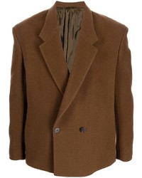 Мужской коричневый шерстяной двубортный пиджак от FEAROFGODZEGNA