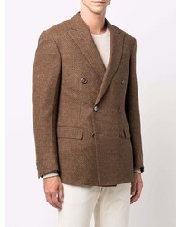 Мужской коричневый шерстяной двубортный пиджак от Corneliani