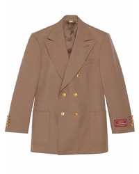 Мужской коричневый шерстяной двубортный пиджак от Gucci