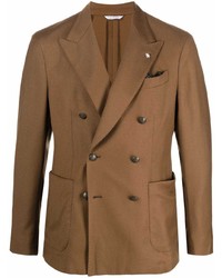 Мужской коричневый шерстяной двубортный пиджак от Manuel Ritz