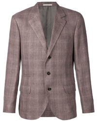 Мужской коричневый шерстяной пиджак в клетку от Brunello Cucinelli