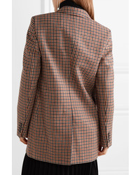 Женский коричневый шерстяной пиджак в клетку от Balenciaga