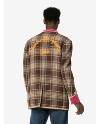 Мужской коричневый шерстяной пиджак в клетку от Gucci