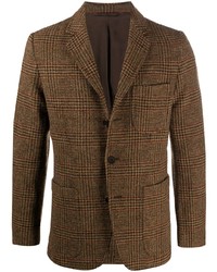 Мужской коричневый шерстяной пиджак в шотландскую клетку от Aspesi