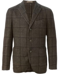Мужской коричневый шерстяной пиджак в шотландскую клетку от Boglioli