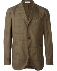 Мужской коричневый шерстяной пиджак в шотландскую клетку от Boglioli