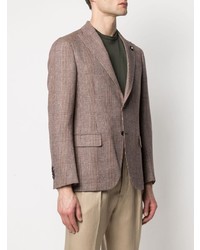 Мужской коричневый шерстяной пиджак в шотландскую клетку от Lardini