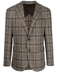 Мужской коричневый шерстяной пиджак в шотландскую клетку от Corneliani
