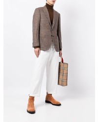 Мужской коричневый шерстяной пиджак в шотландскую клетку от Man On The Boon.