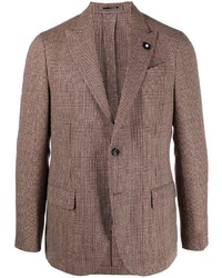 Мужской коричневый шерстяной пиджак в шотландскую клетку от Lardini