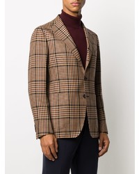 Мужской коричневый шерстяной пиджак в шотландскую клетку от Tagliatore