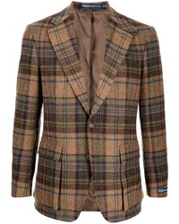 Мужской коричневый шерстяной пиджак в шотландскую клетку от Polo Ralph Lauren