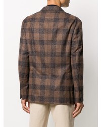 Мужской коричневый шерстяной пиджак в шотландскую клетку от Brunello Cucinelli
