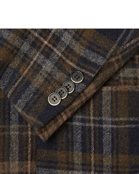 Мужской коричневый шерстяной пиджак в шотландскую клетку от Barena