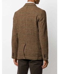Мужской коричневый шерстяной пиджак в шотландскую клетку от Aspesi
