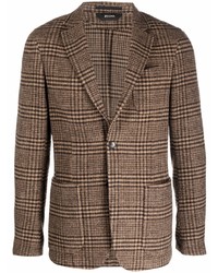 Мужской коричневый шерстяной пиджак в шотландскую клетку от Z Zegna