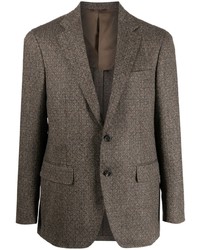 Мужской коричневый шерстяной пиджак с узором "в ёлочку" от Canali
