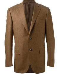 Мужской коричневый шерстяной пиджак с узором "в ёлочку" от Canali