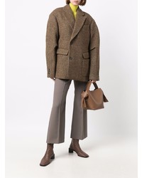 Мужской коричневый шерстяной пиджак с узором "в ёлочку" от Ader Error
