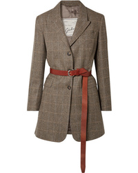 Женский коричневый шерстяной пиджак с узором "в ёлочку" от Giuliva Heritage Collection