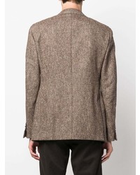 Мужской коричневый шерстяной пиджак с узором "в ёлочку" от Luigi Bianchi Mantova