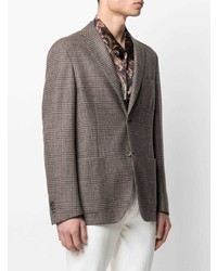 Мужской коричневый шерстяной пиджак с узором "гусиные лапки" от Corneliani