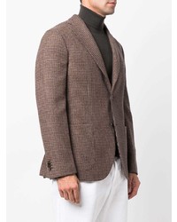 Мужской коричневый шерстяной пиджак с узором "гусиные лапки" от Boglioli