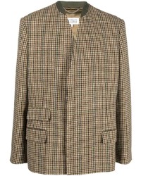 Мужской коричневый шерстяной пиджак с узором "гусиные лапки" от Maison Margiela