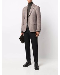 Мужской коричневый шерстяной пиджак с узором "гусиные лапки" от Lardini
