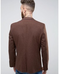 Мужской коричневый шерстяной пиджак от Asos