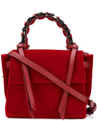 Красная бархатная большая сумка от Elena Ghisellini