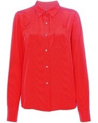 Красная блуза на пуговицах в горошек от Juicy Couture
