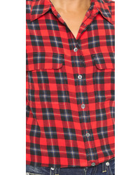 Красная блуза на пуговицах в шотландскую клетку от Equipment
