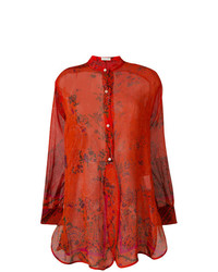 Красная блуза на пуговицах с принтом от Etro