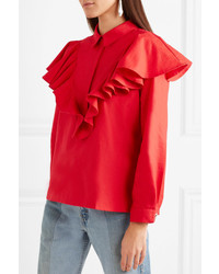 Красная блуза на пуговицах от Mother of Pearl