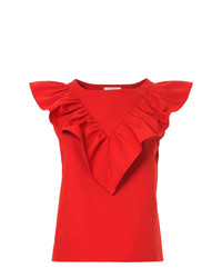 Красная блуза с коротким рукавом с рюшами от Atlantique Ascoli