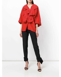 Красная блуза с коротким рукавом с рюшами от Carmen March