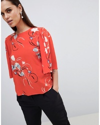 Красная блуза с коротким рукавом с цветочным принтом от Y.a.s