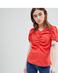 Красная блуза с коротким рукавом от Lost Ink Petite