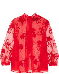 Красная блузка с вышивкой от Simone Rocha