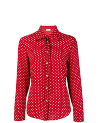 Красная блузка с длинным рукавом в горошек от RED Valentino