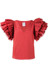 Красная блузка с рюшами от Rosie Assoulin