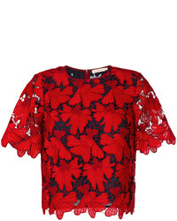 Красная блузка с цветочным принтом от Tory Burch