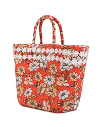 Красная большая сумка из плотной ткани с цветочным принтом от Faliero Sarti