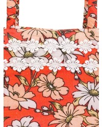 Красная большая сумка из плотной ткани с цветочным принтом от Faliero Sarti