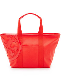 Красная большая сумка из плотной ткани от Tory Burch