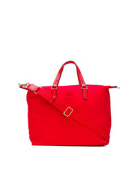 Красная большая сумка из плотной ткани от Tory Burch