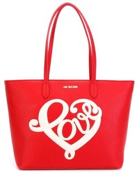 Красная большая сумка с вышивкой от Love Moschino