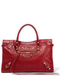 Красная большая сумка с рельефным рисунком от Balenciaga